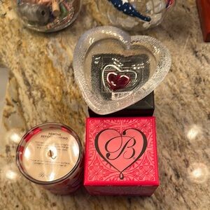 Brighton Heart-Shaped Glass Accent & Brighton candle set